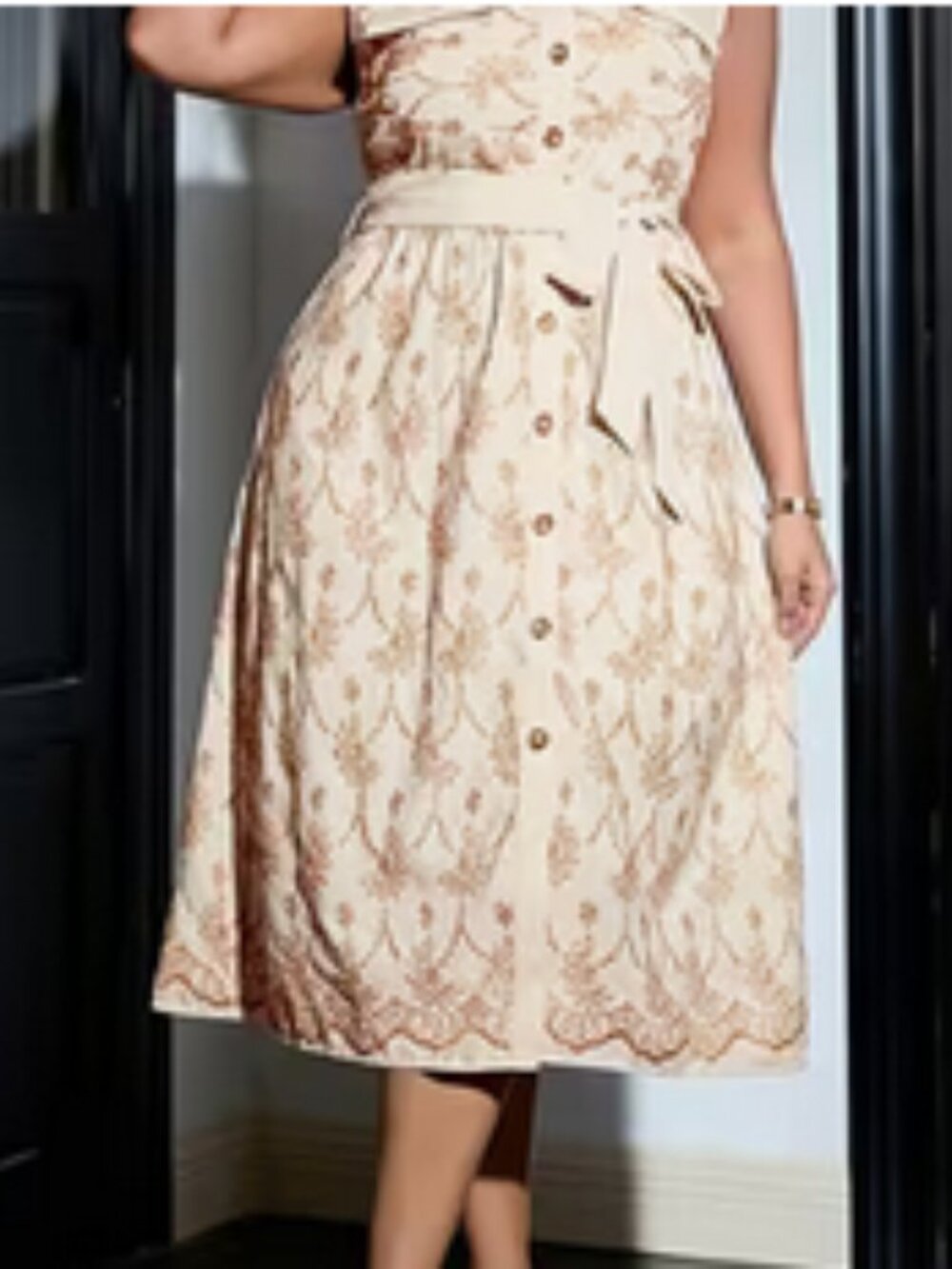 Women's Plus Size Floral Print Sleeveless Collared Button Front Belted Dress